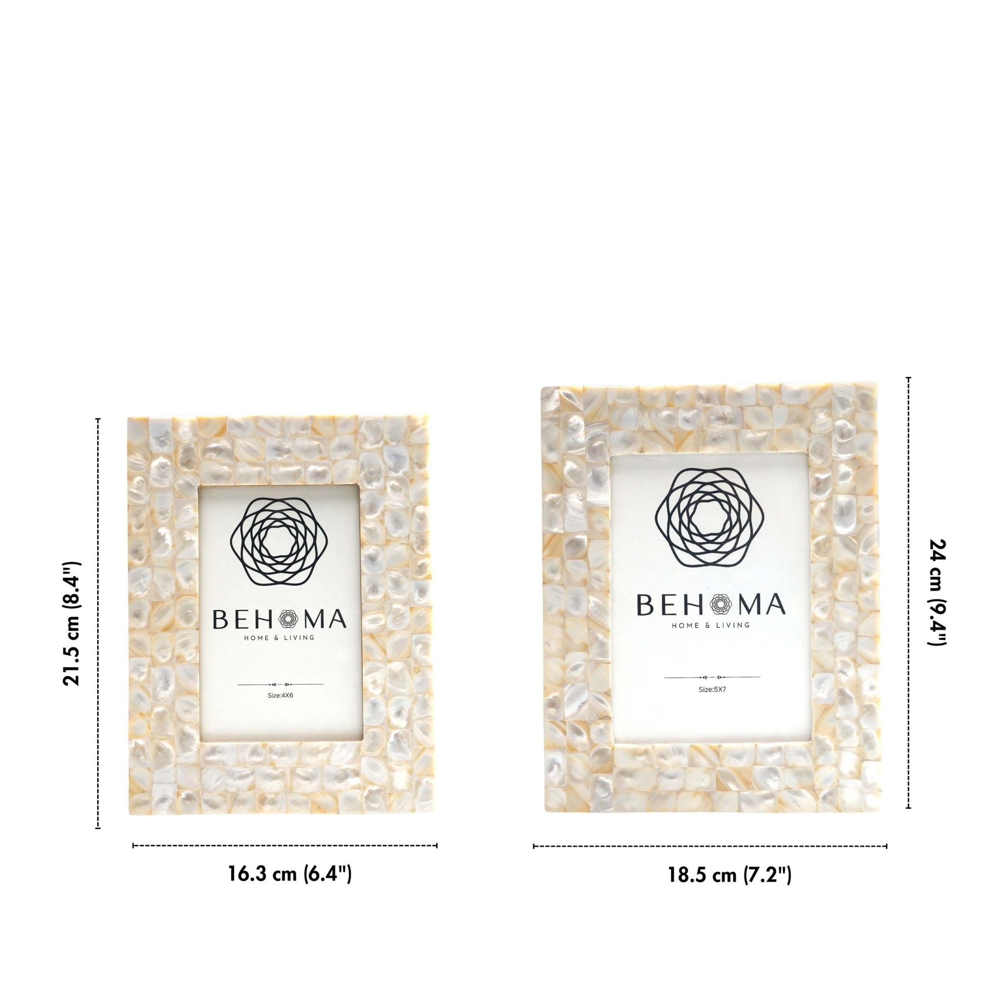 Elegant Pearl Photo Frame - Set of 2 (4x6 and 5x7) - Behoma