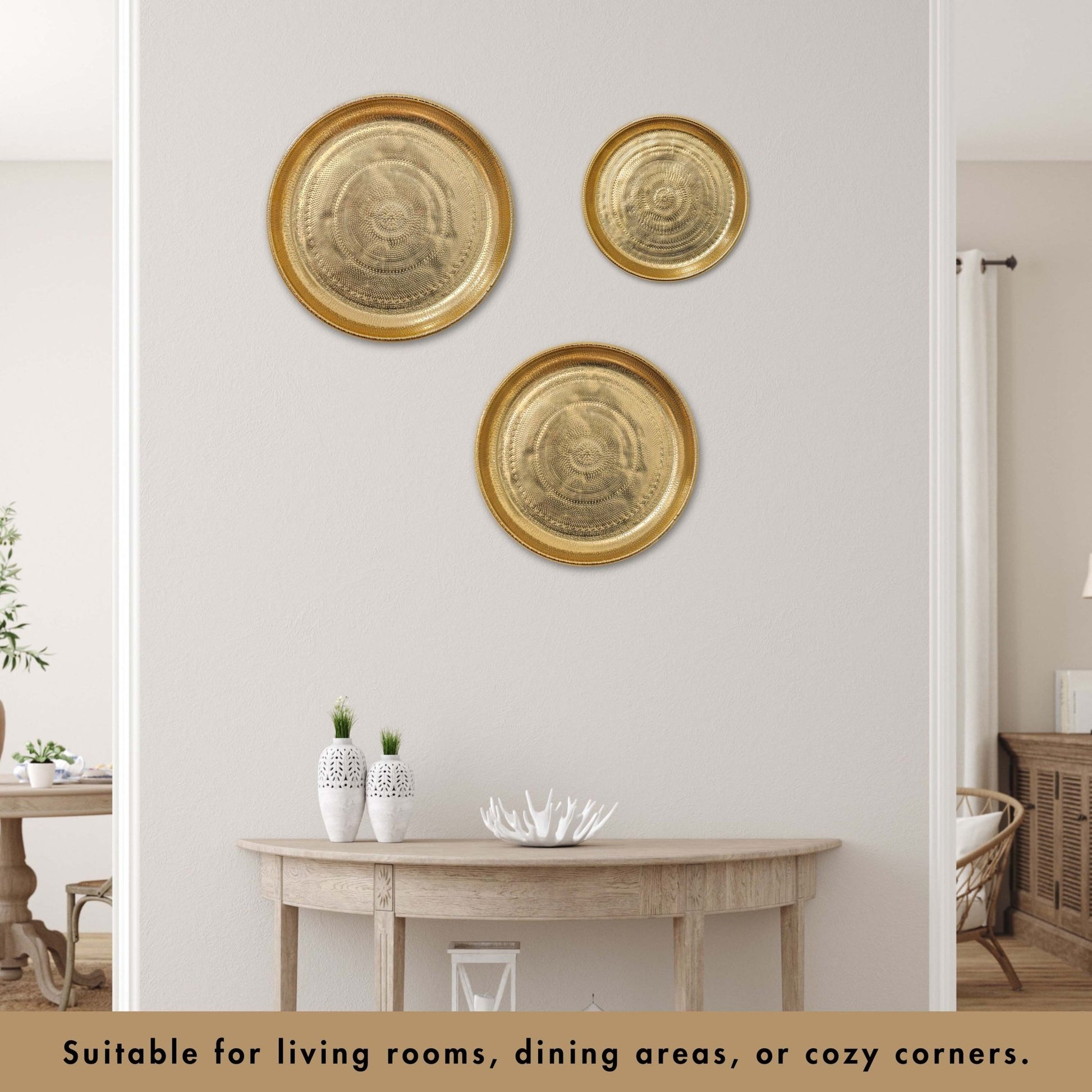 Embossed Texture Wall Plates, Set of 3 - Behoma