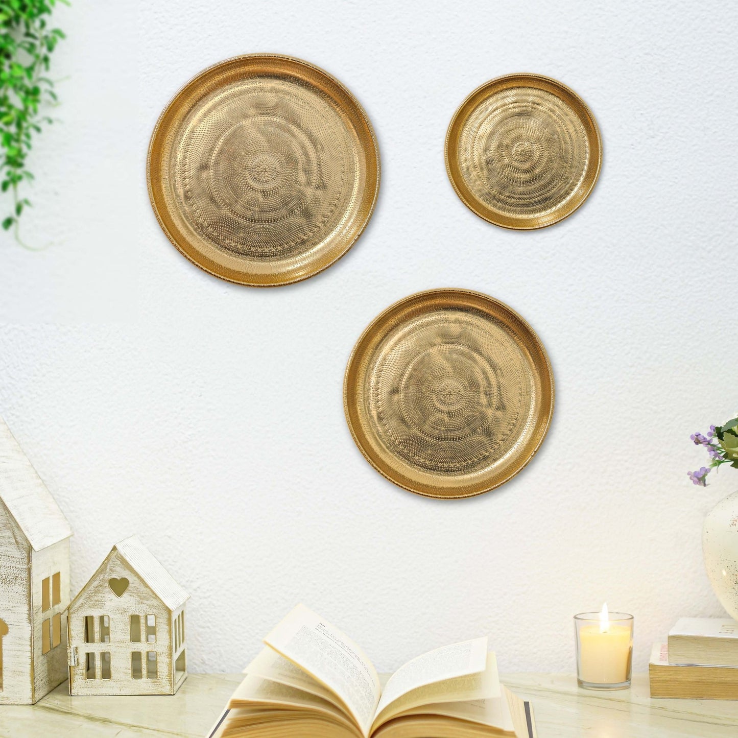 Embossed Texture Wall Plates, Set of 3 - Behoma