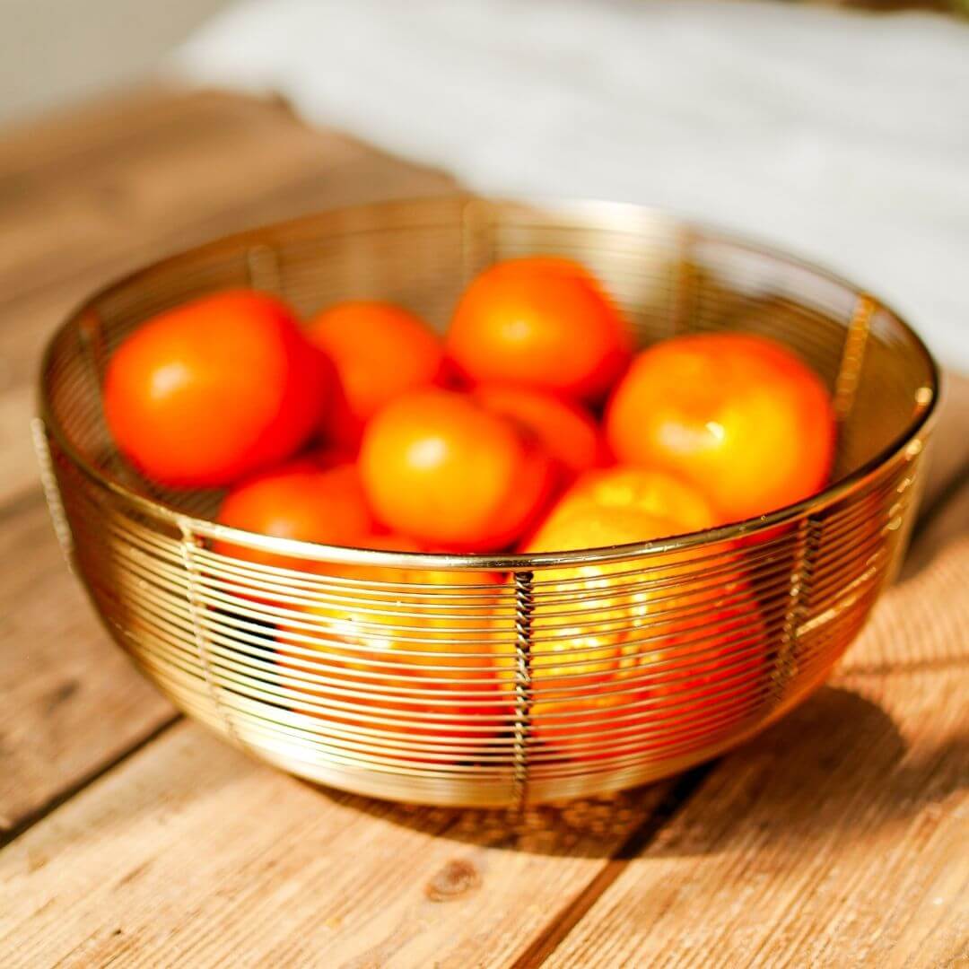 Fruit Basket Bowl, Gold - Set of 2 - Behoma