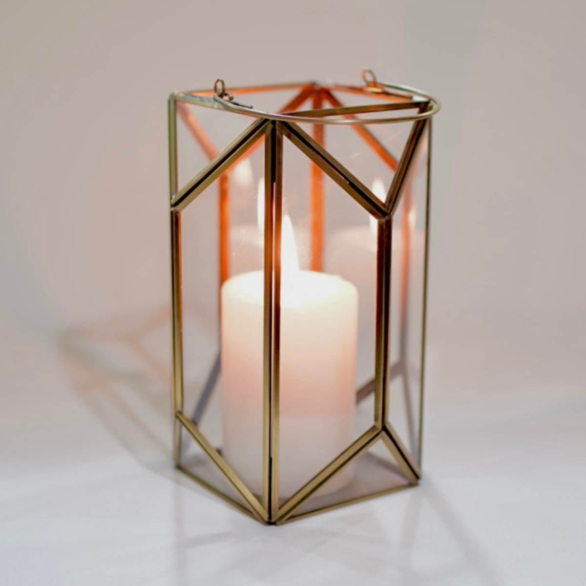 Geometric Lantern, Antique Brass - 6.69''X 3.9'' - Behoma