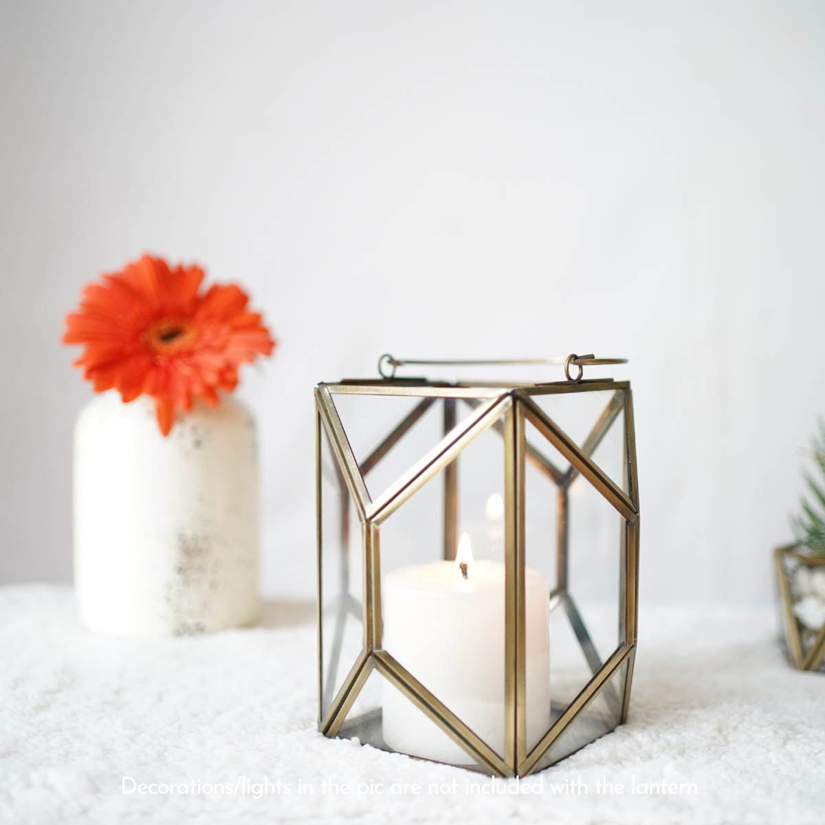 Geometric Lantern, Antique Brass - 6.69''X 3.9'' - Behoma