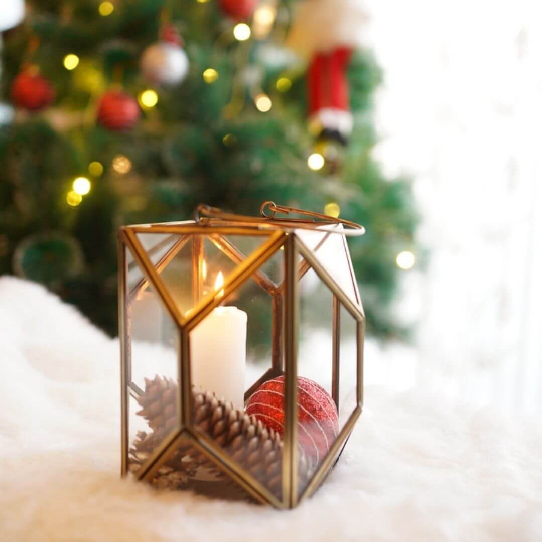 Geometric Lantern, Antique Brass - 6.69''X 3.9'' - Behoma