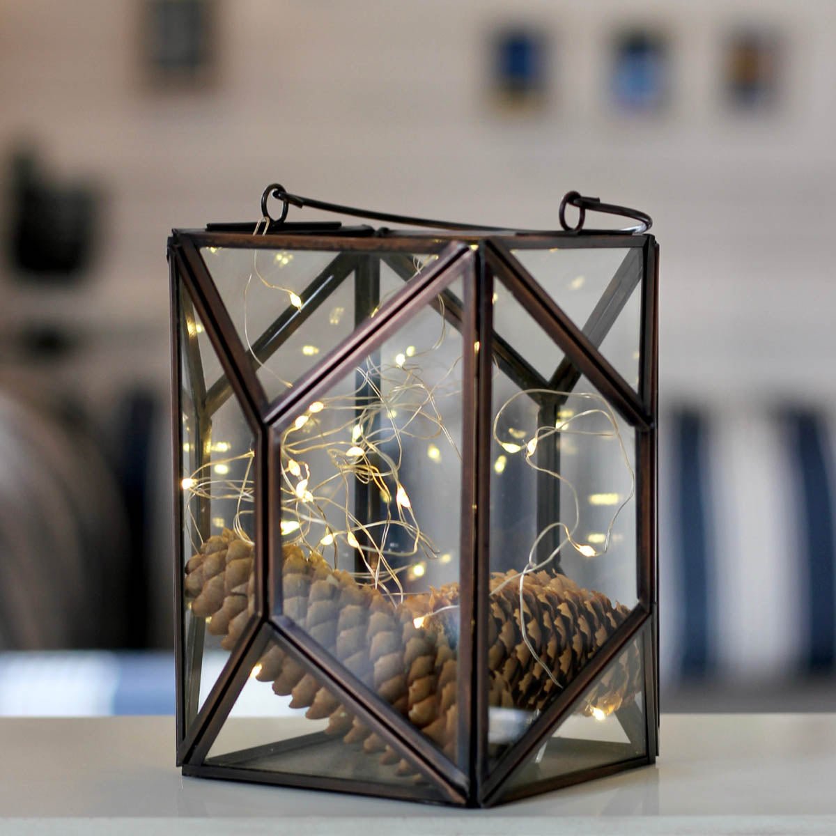 Geometric Lantern, Antique Copper - 6.10''X 6.6'' - Behoma