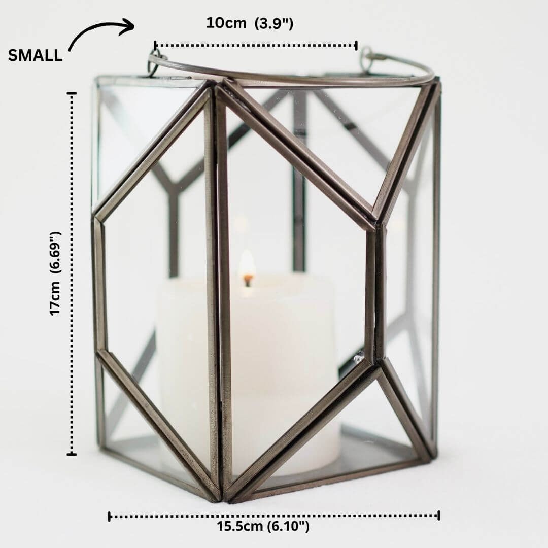 Geometric Lantern, Nickel Black - 8.6''X 6.1'' - Behoma