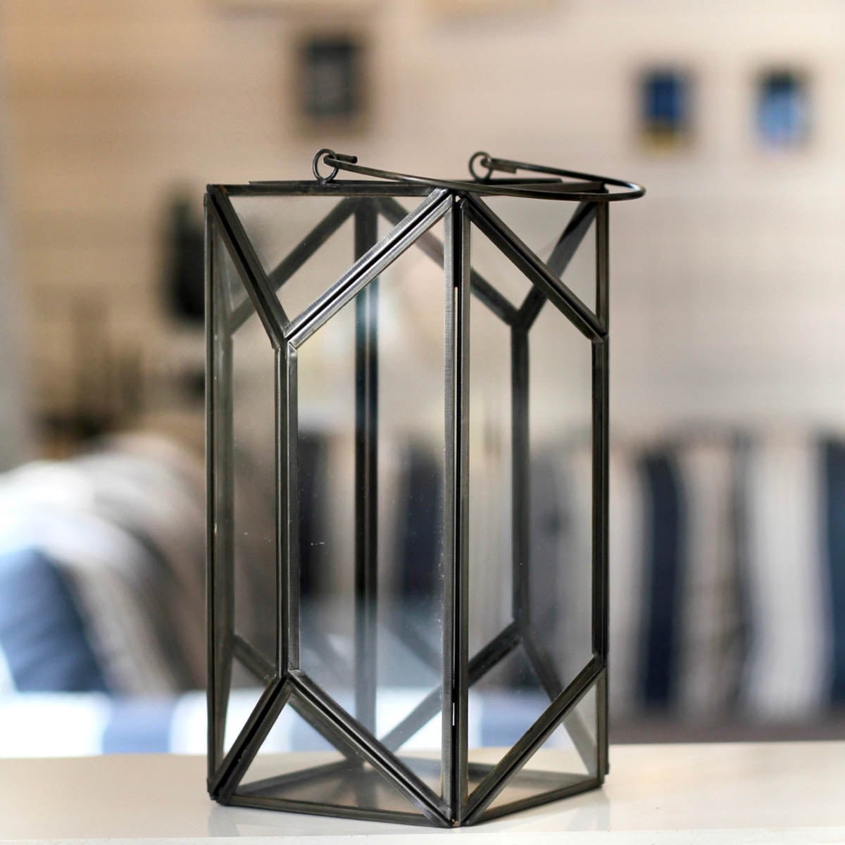 Geometric Lantern, Nickel Black - Set - 8.6'' & 6.69'' - Behoma