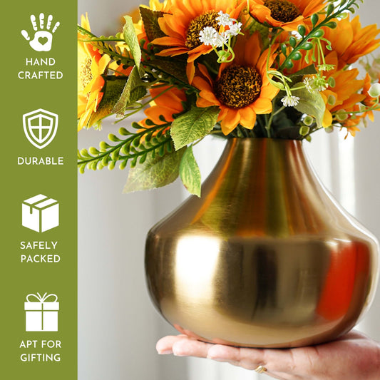 Golden Droplet Vase - 7''X 6.1'' - Behoma