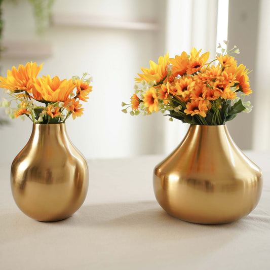 Golden Droplet Vase, Set of 2 - 6.1'' - Behoma