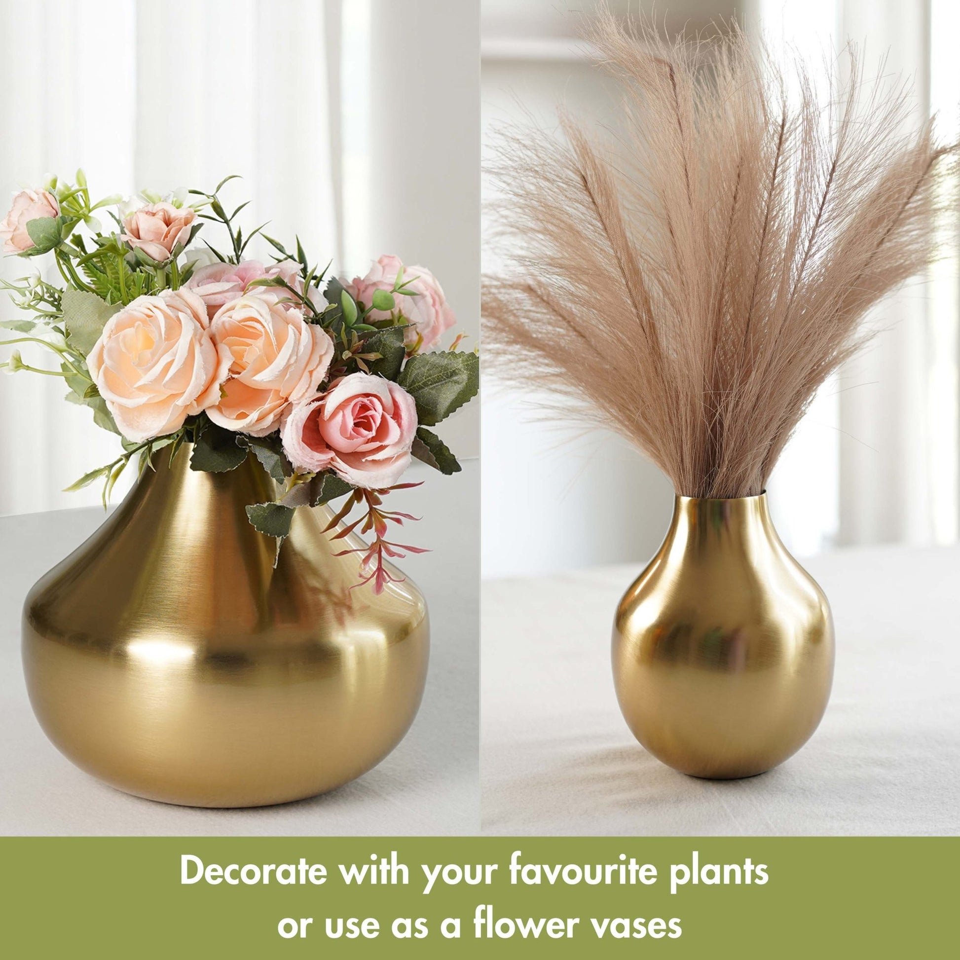 Golden Droplet Vase, Set of 2 - 6.1'' - Behoma