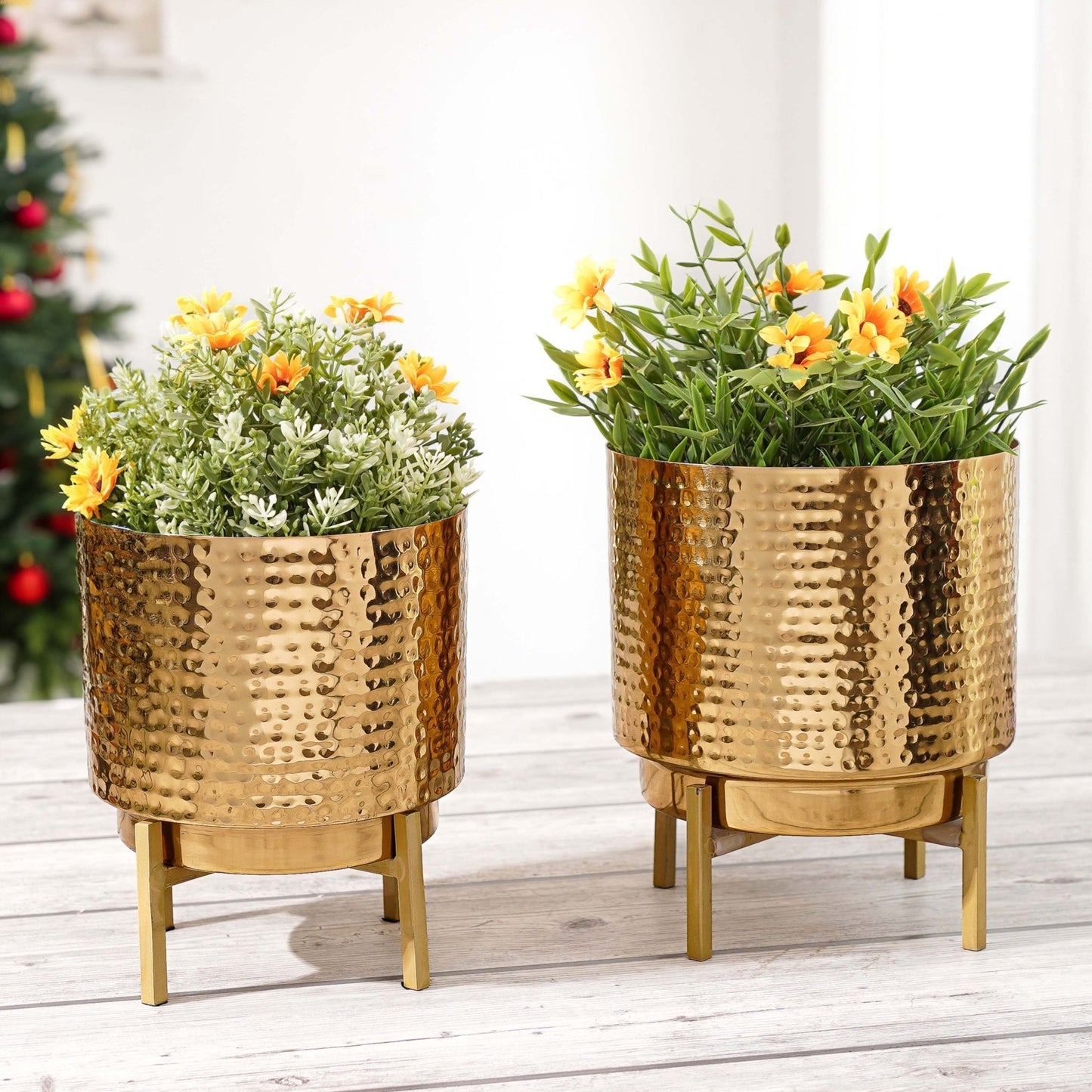 Golden Metal Planter Set