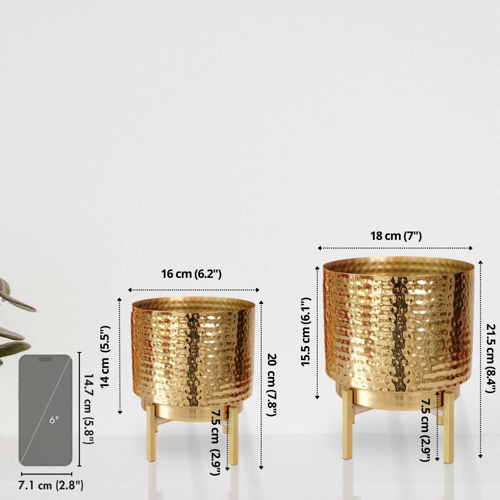 Golden Metal Planter Set