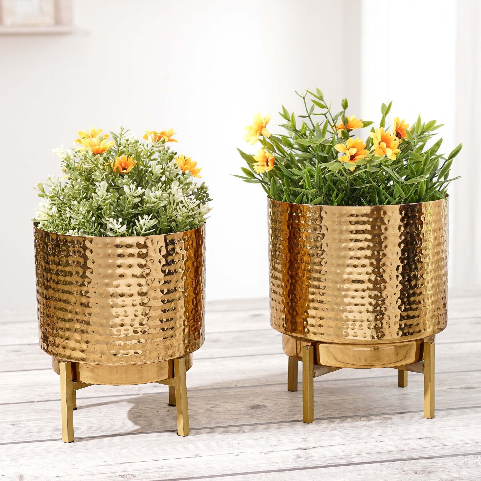 Golden Metal Planter Set