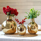 Golden Metal Bud Flower Vase, Set - 8'', 7'' & 4.5'' - Behoma