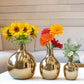 Golden Metal Bud Flower Vase, Set - 8'', 7'' & 4.5'' - Behoma