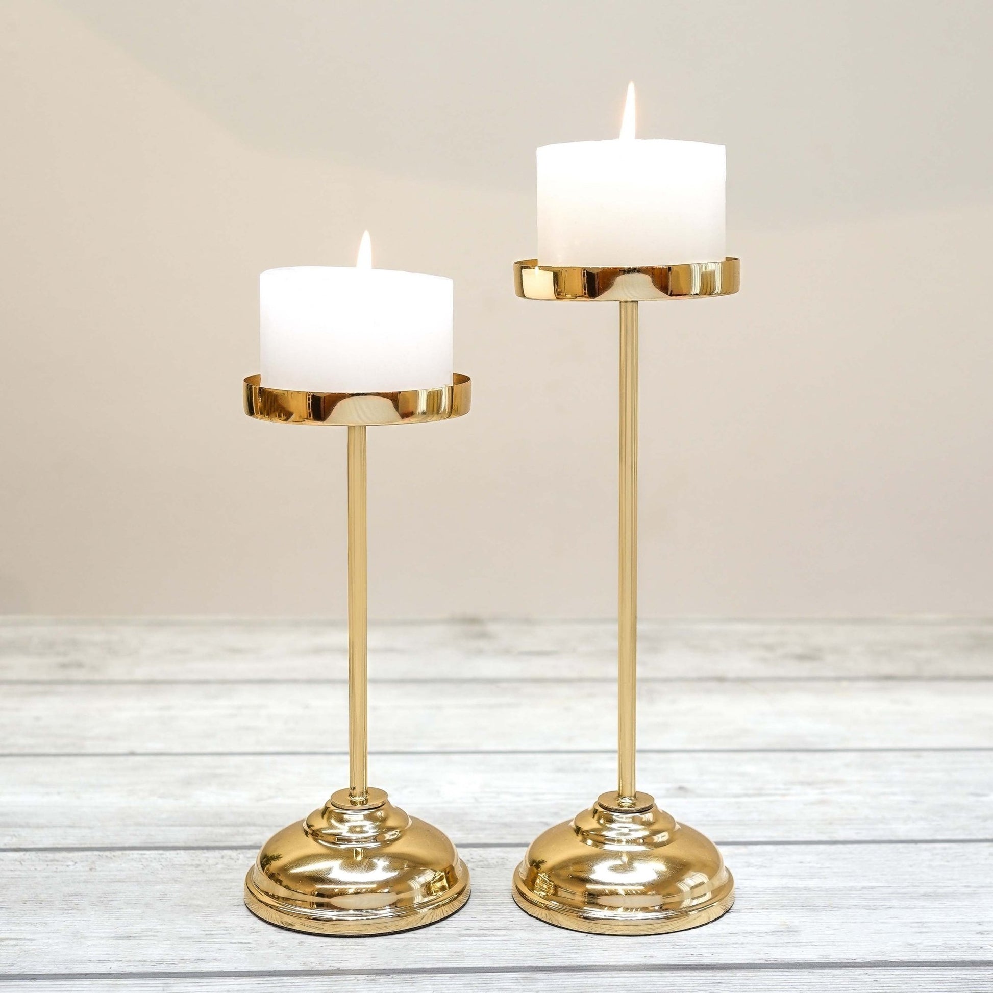 Golden Pillar Candle Holder Set - Behoma