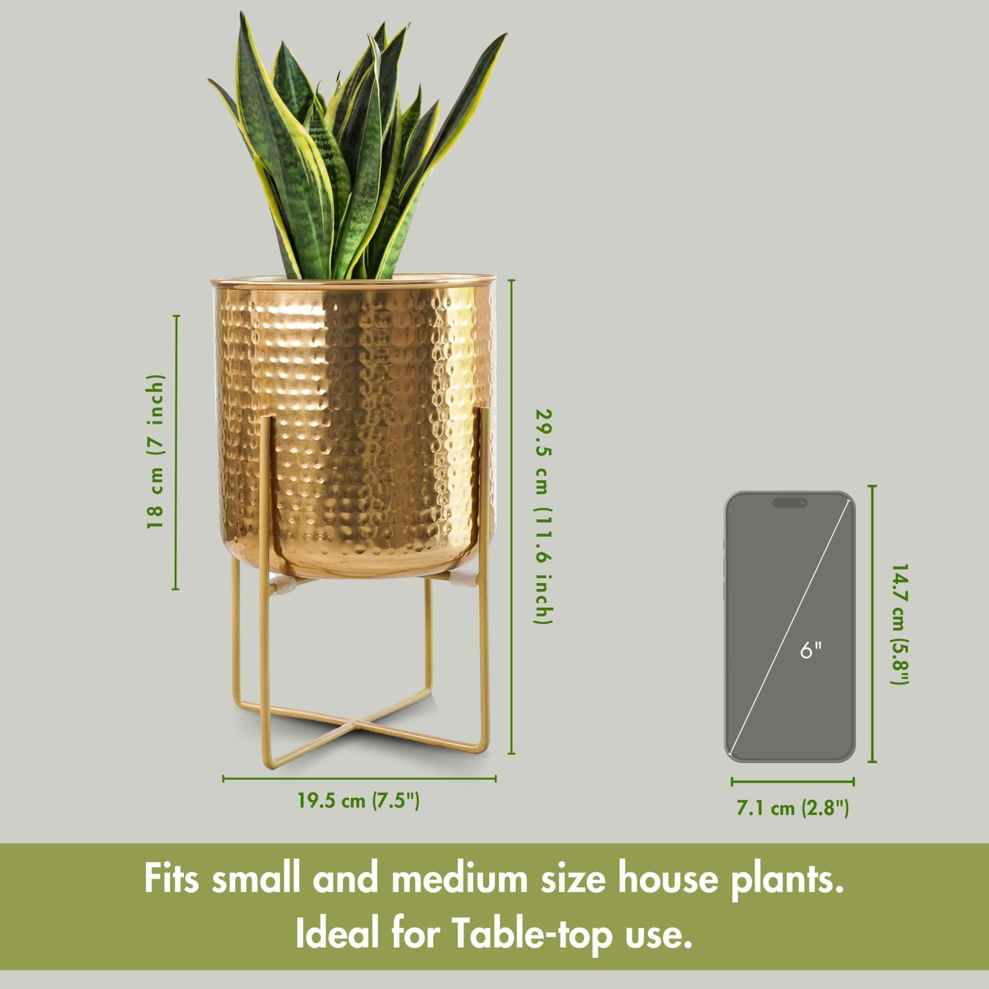 Golden Radiance Metal Hammered Planter Set, 11" & 9.8" - Behoma