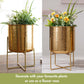 Golden Radiance Metal Hammered Planter Set, 11" & 9.8" - Behoma