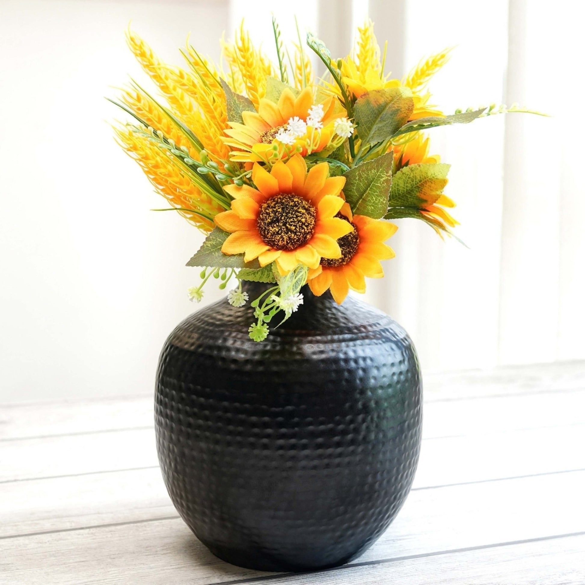 Hammered Flower Vase - Black, 7.8'' - Behoma