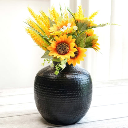 Hammered Flower Vase - Black, 7.8'' - Behoma