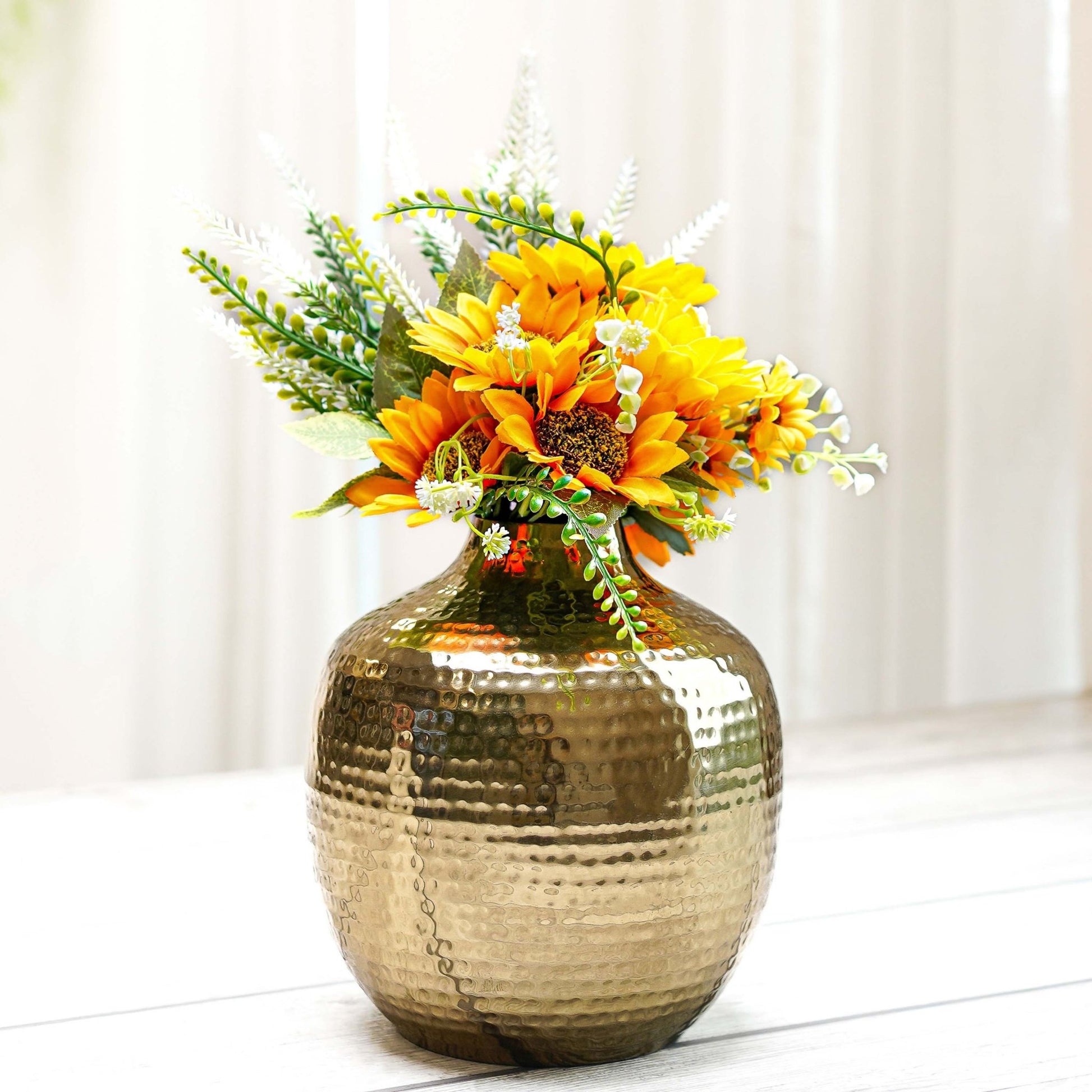 Hammered Flower Vase - Gold, 7.8'' - Behoma