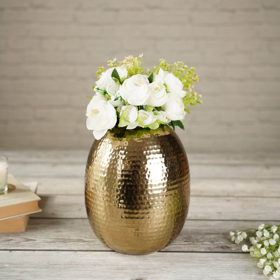 Hammered Flower Vase Oval - Gold, 8.2'' - Behoma