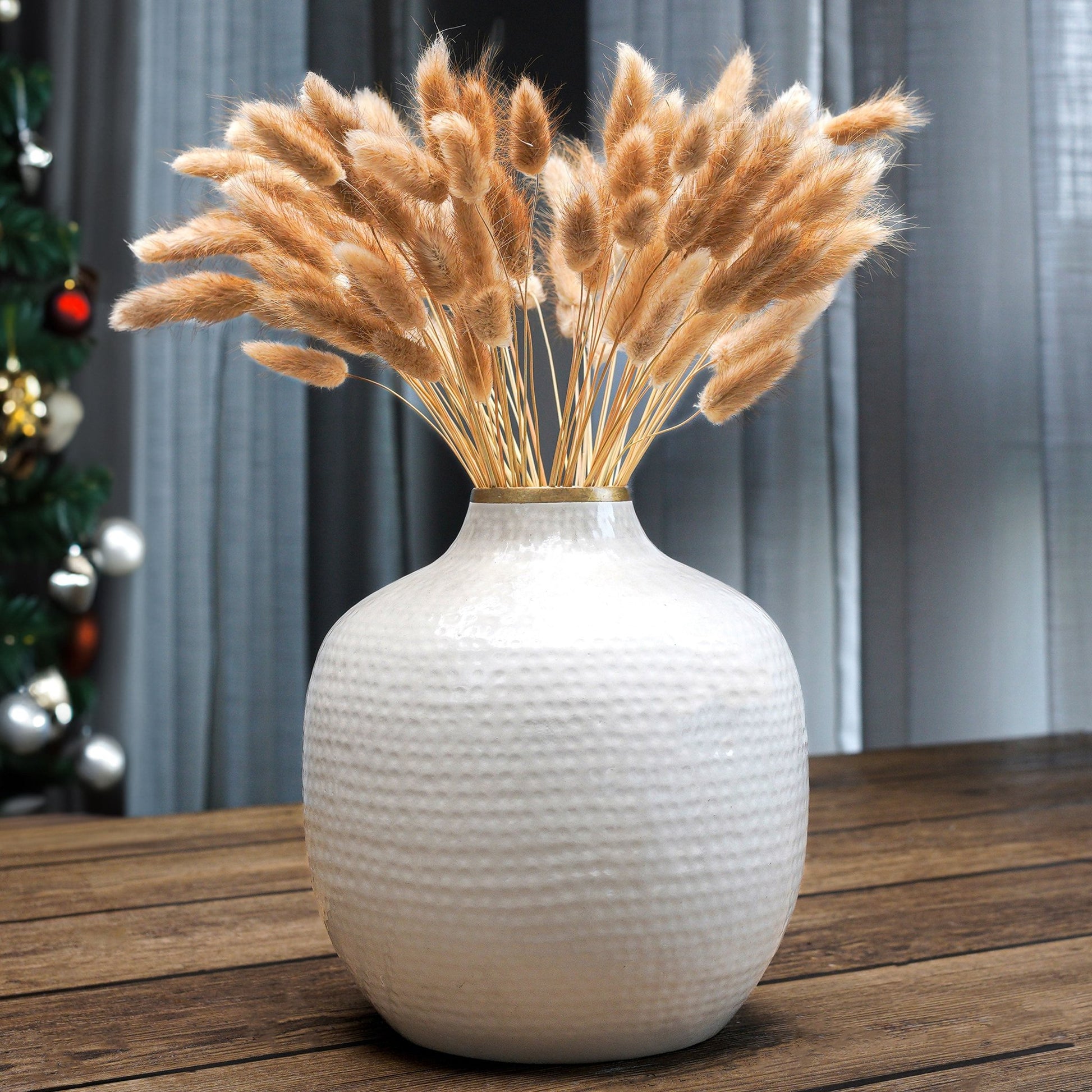 Hammered Flower Vase - White, 7.5'' - Behoma