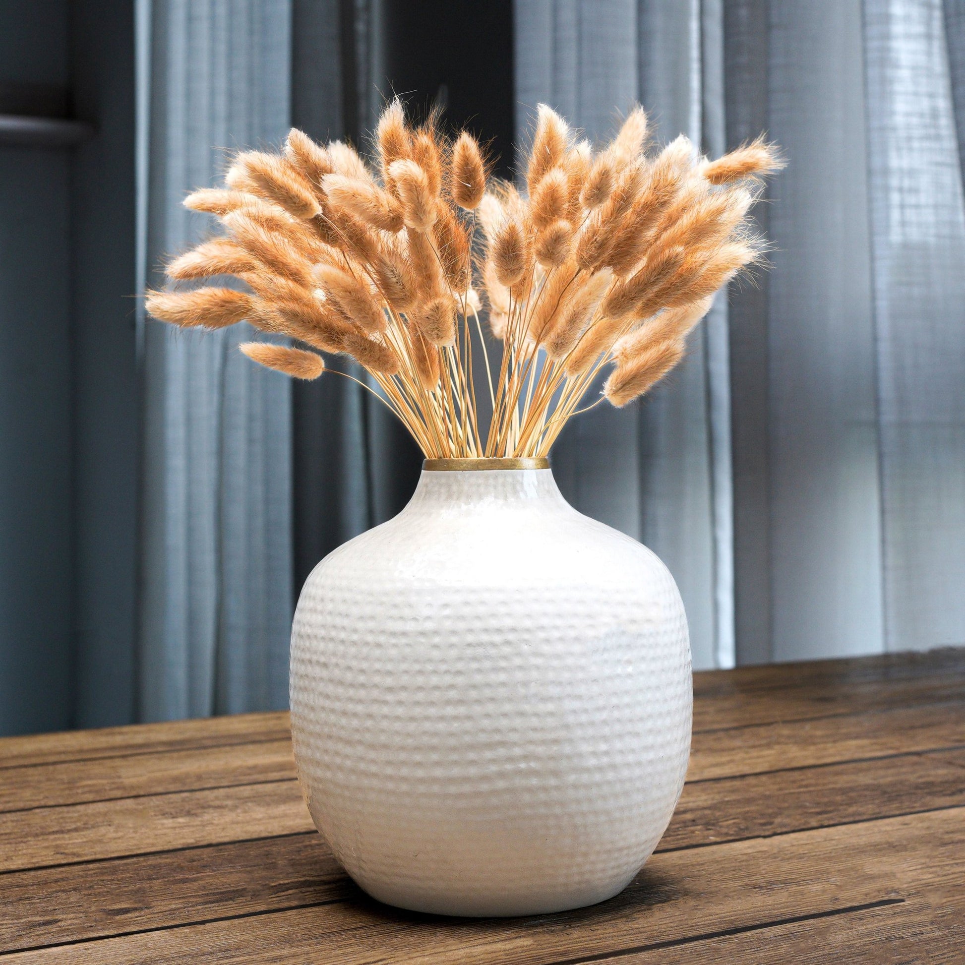 Hammered Flower Vase - White, 7.5'' - Behoma