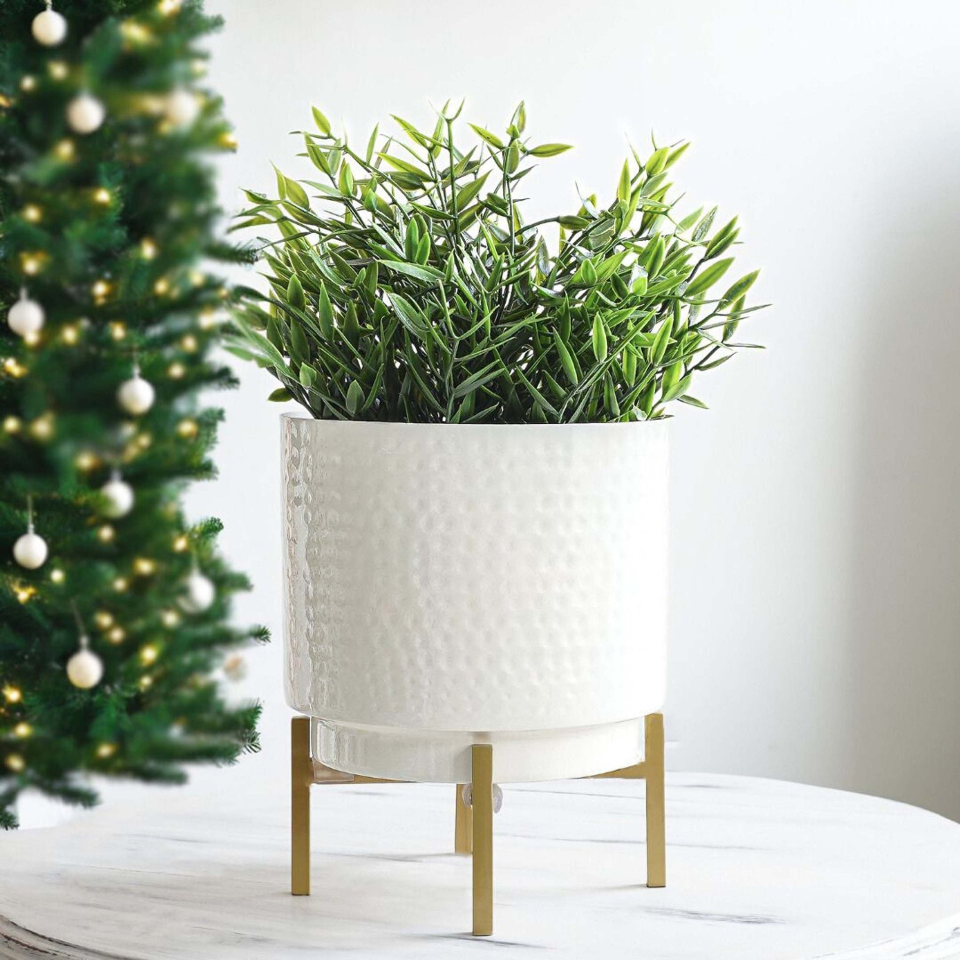 Hammered Indoor Planter - White, 7.7'' - Behoma