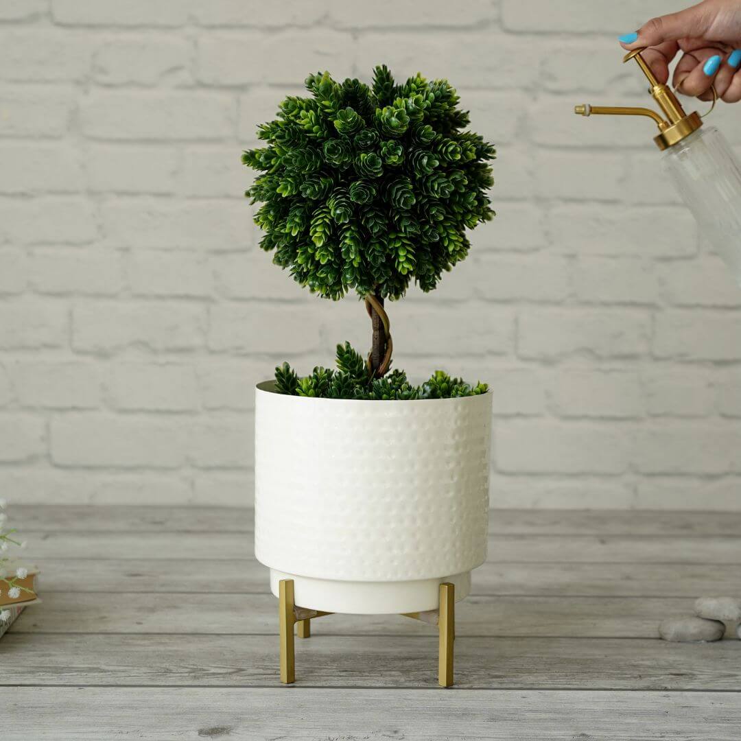 Hammered Indoor Planter - White, 7.7'' - Behoma