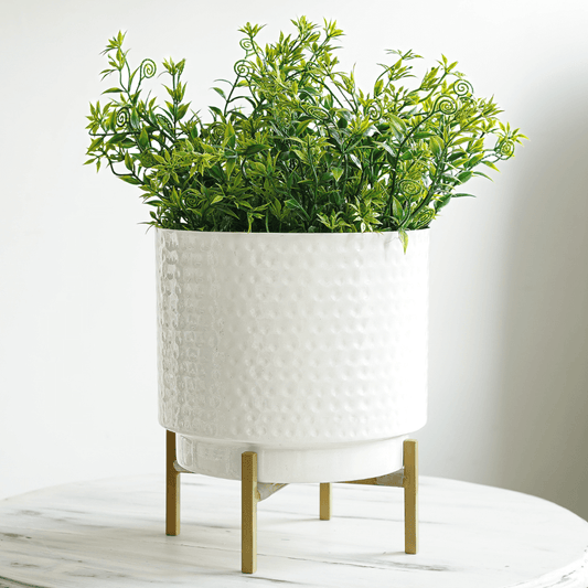 Hammered Indoor Planter - White, 8.3'' - Behoma