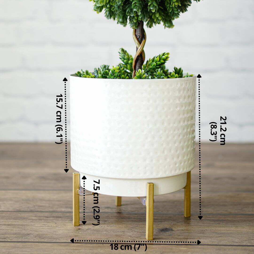 Hammered Indoor Planter - White, 8.3'' - Behoma