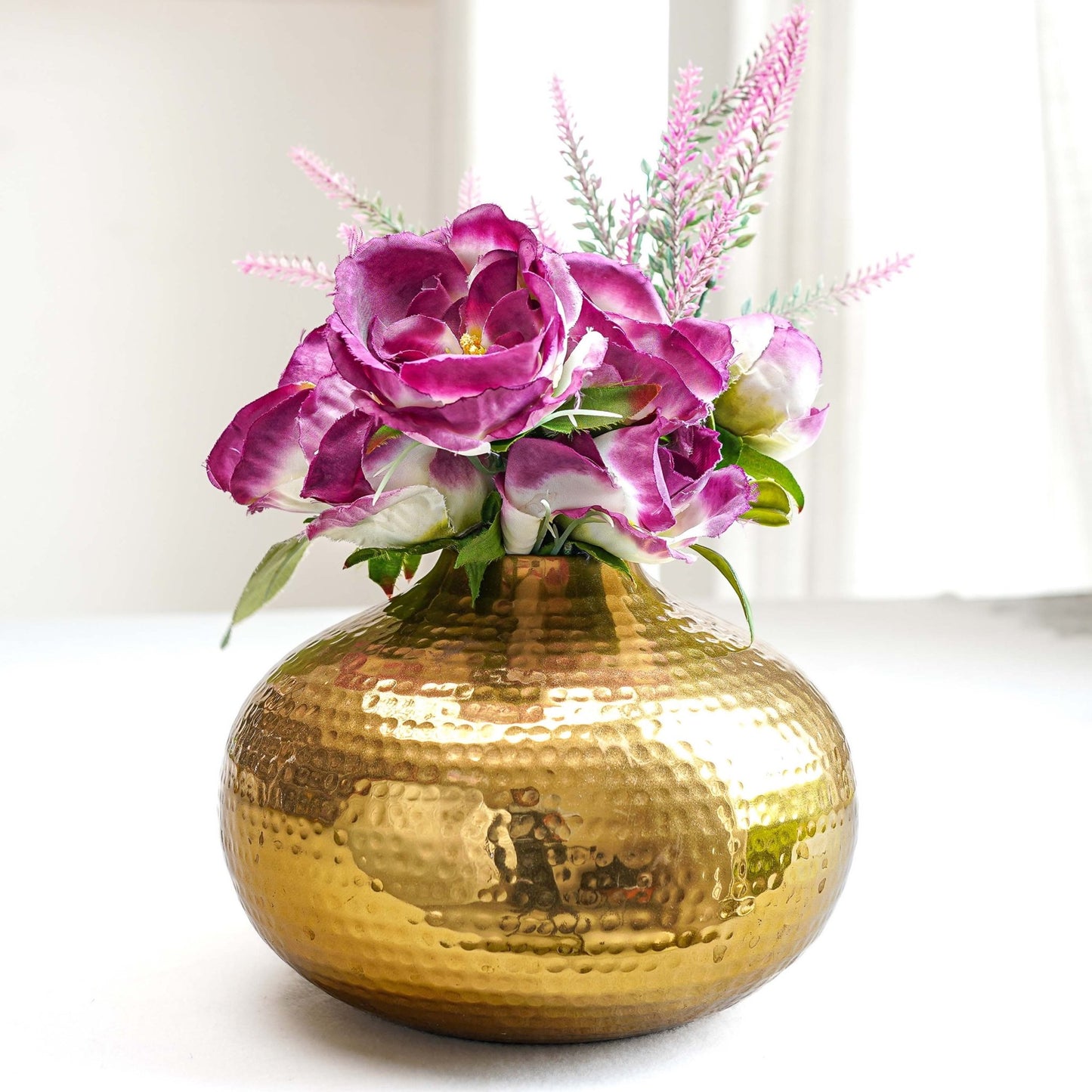 Hammered Metal Flower Vase | Gold - Behoma