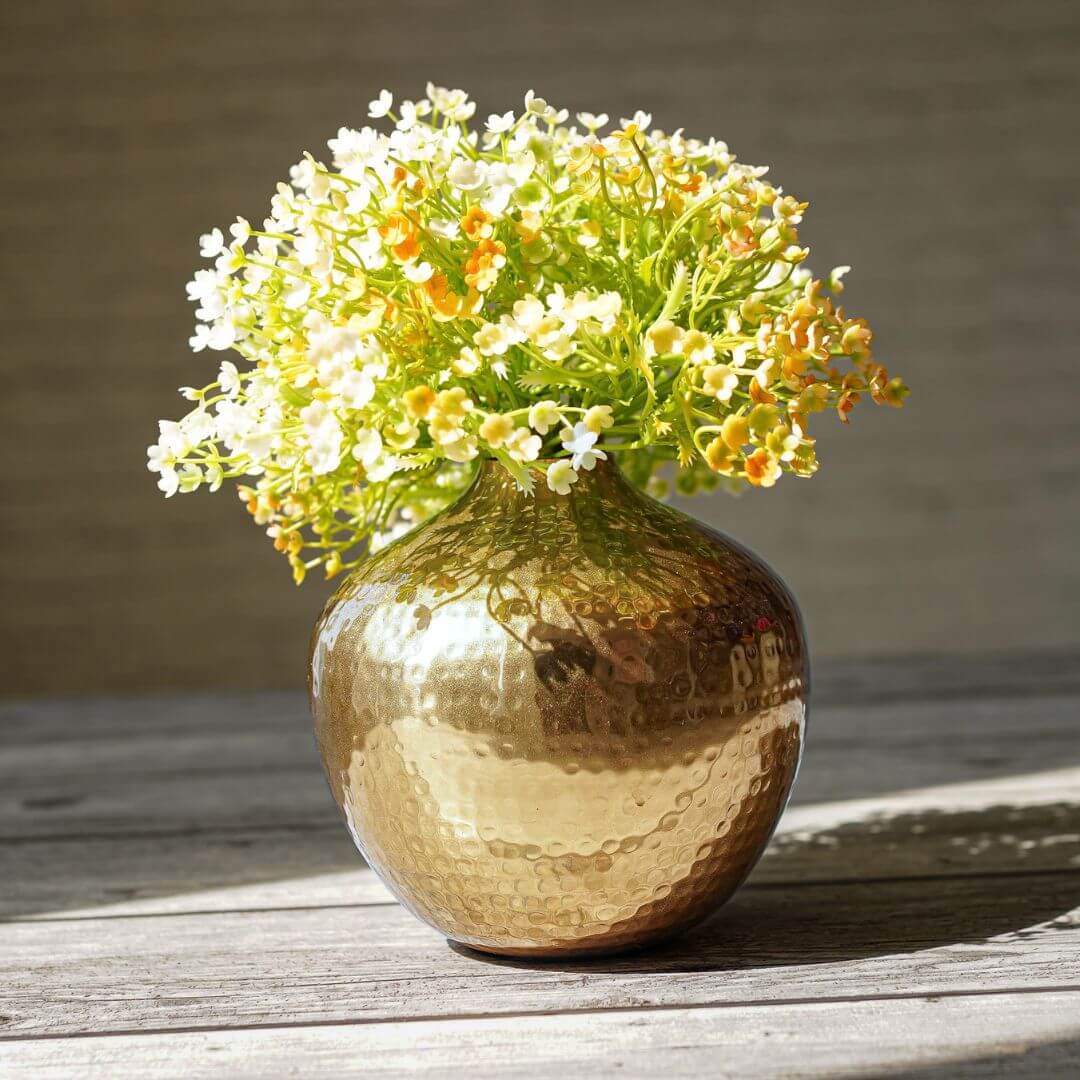 Hammered Metal Flower Vase | Gold - Behoma