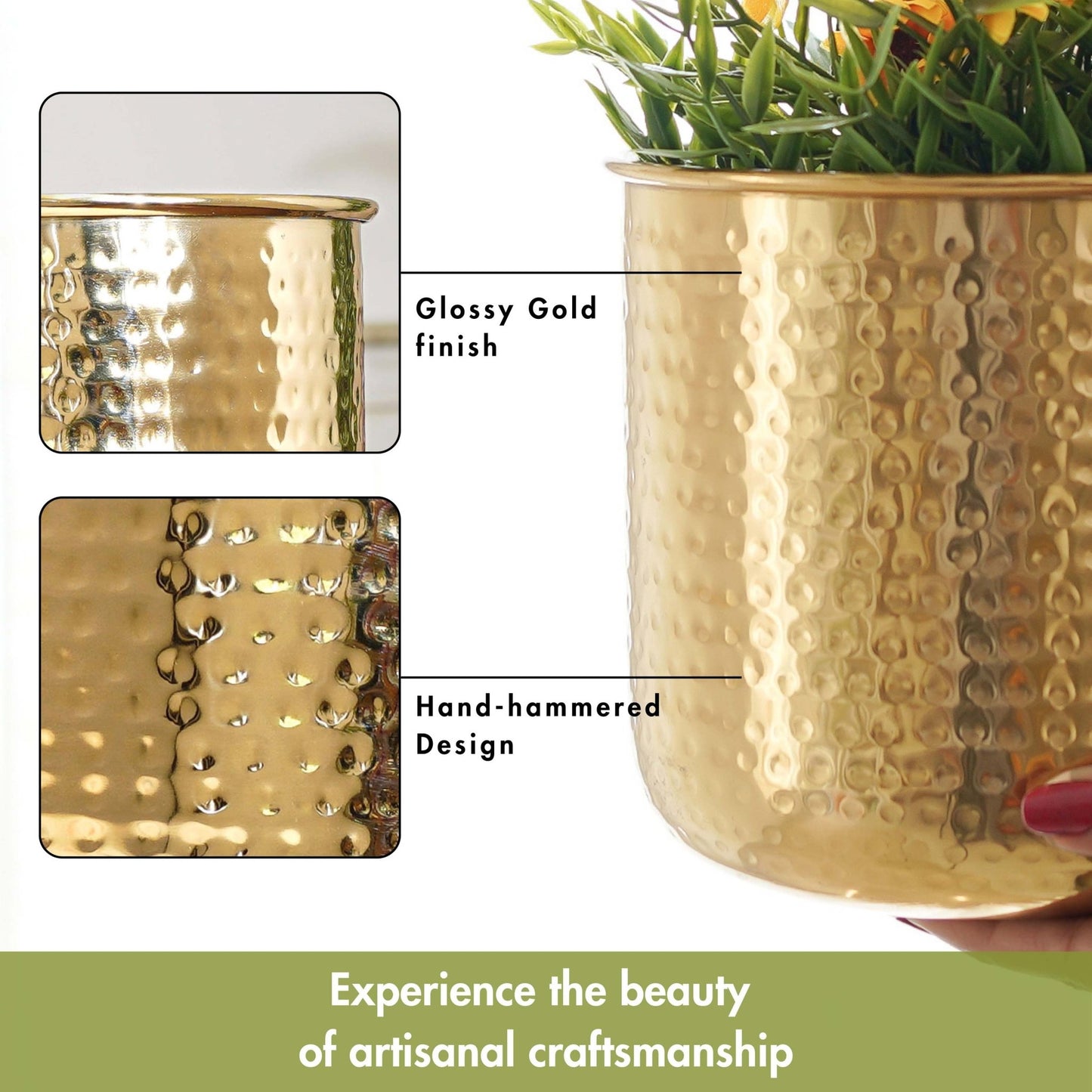 Hammered Metal Planter, Set - Behoma