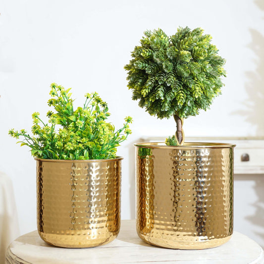 Hammered Metal Planter, Set - Behoma