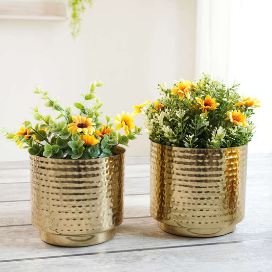 Hammered Table - top Planter, Set 4.9'' & 4.7'' - Behoma