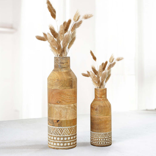 Heritage Charm Wooden Flower Vase Set - Behoma