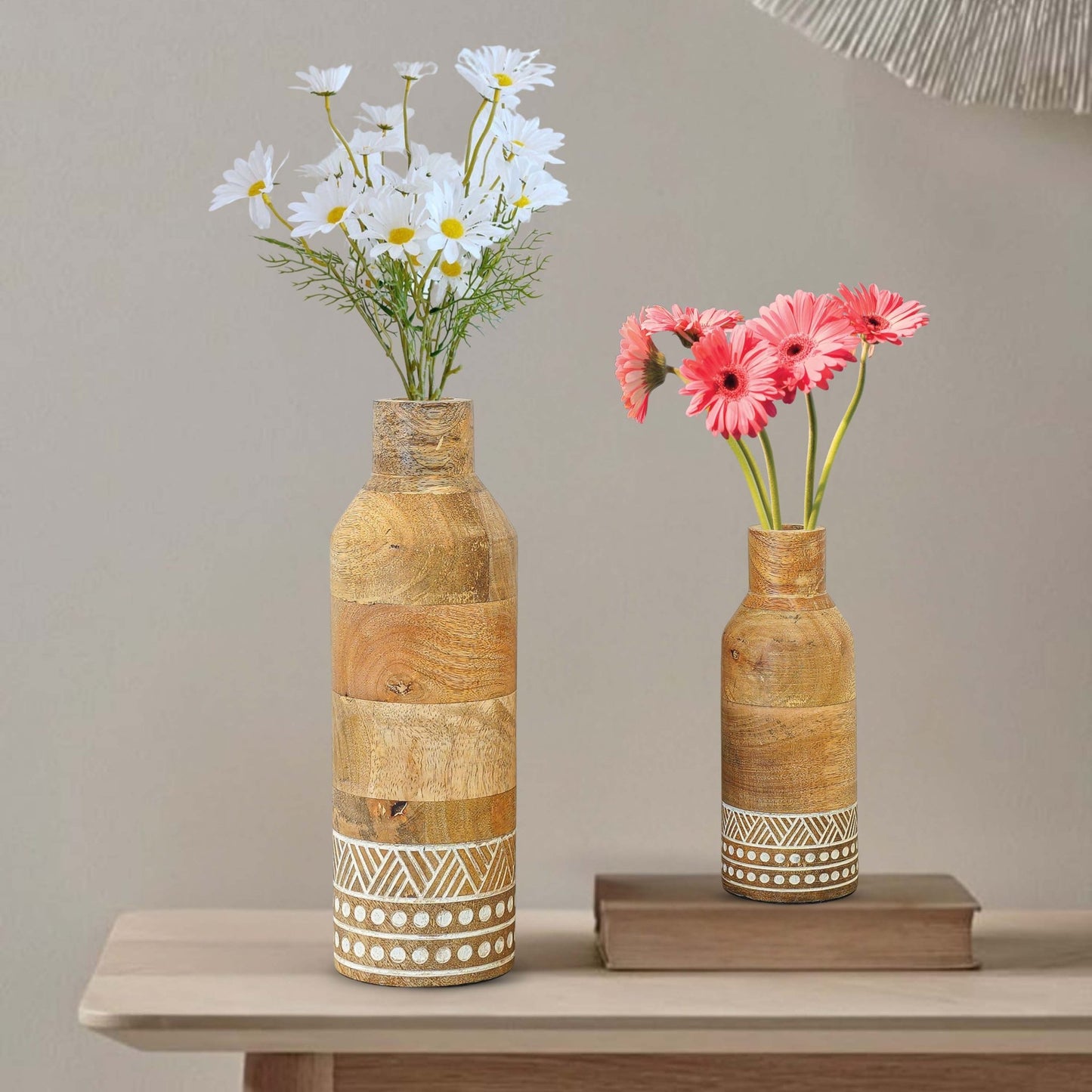 Heritage Charm Wooden Flower Vase Set - Behoma