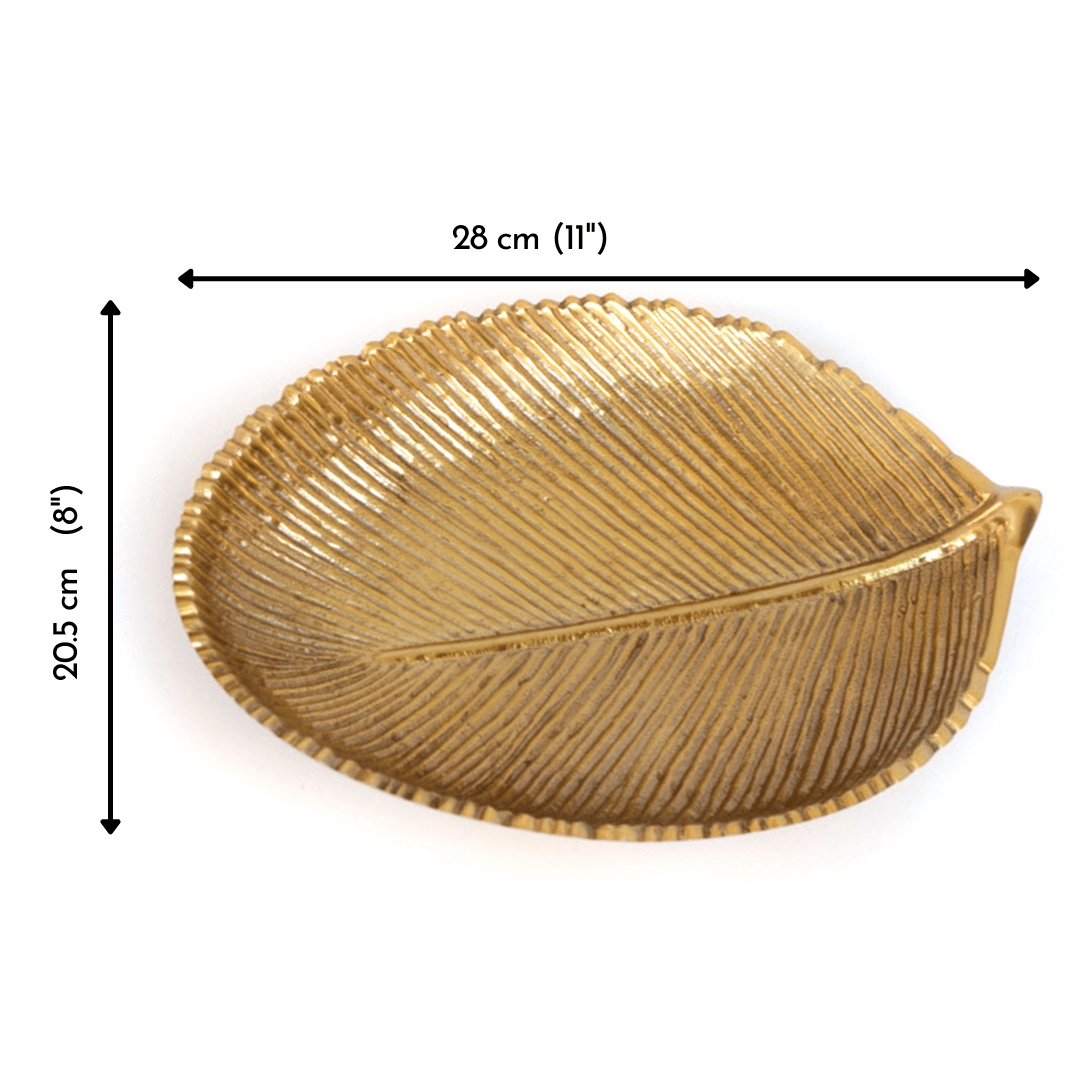 Leaf - shaped Platter, Golden, Small - Behoma