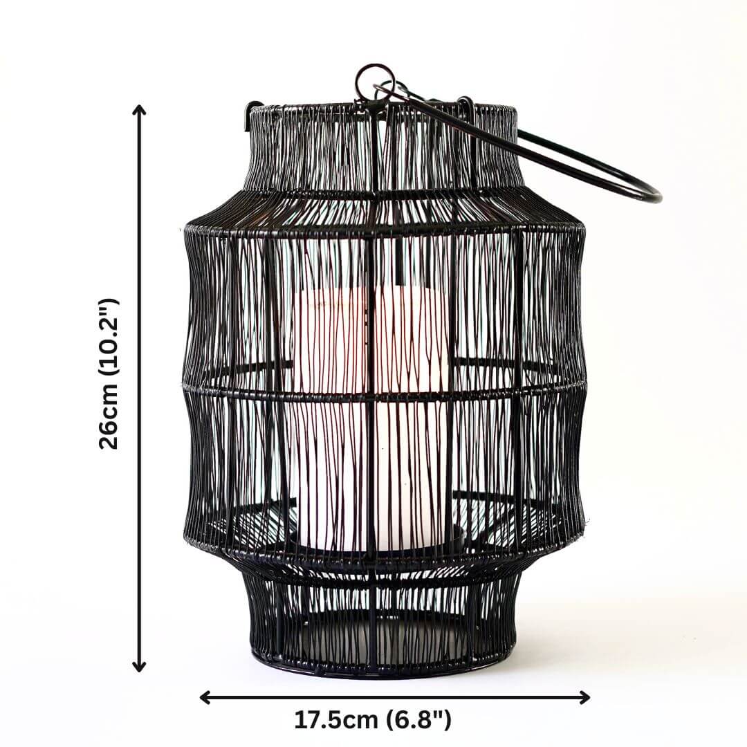 Mesh Lantern, Black - 10.2''X 6.8'' - Behoma