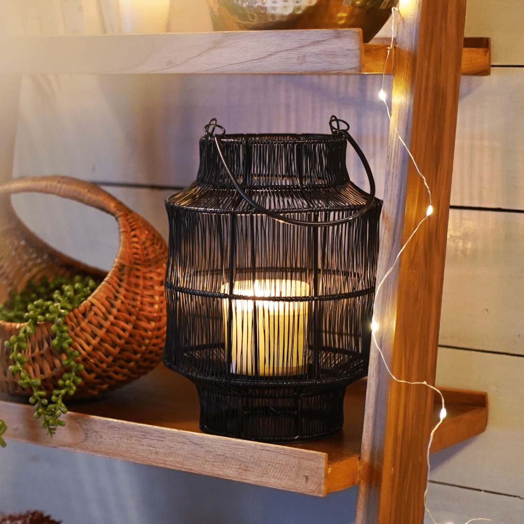 Mesh Lantern, Black - 10.2''X 6.8'' - Behoma