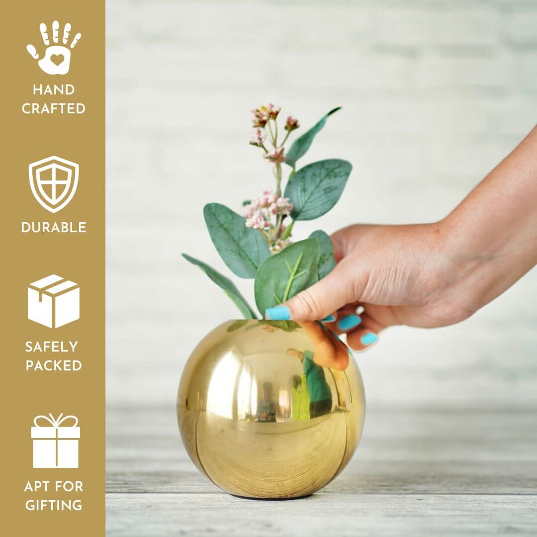 Metal Ball Flower Vase - 4.1'' - Behoma