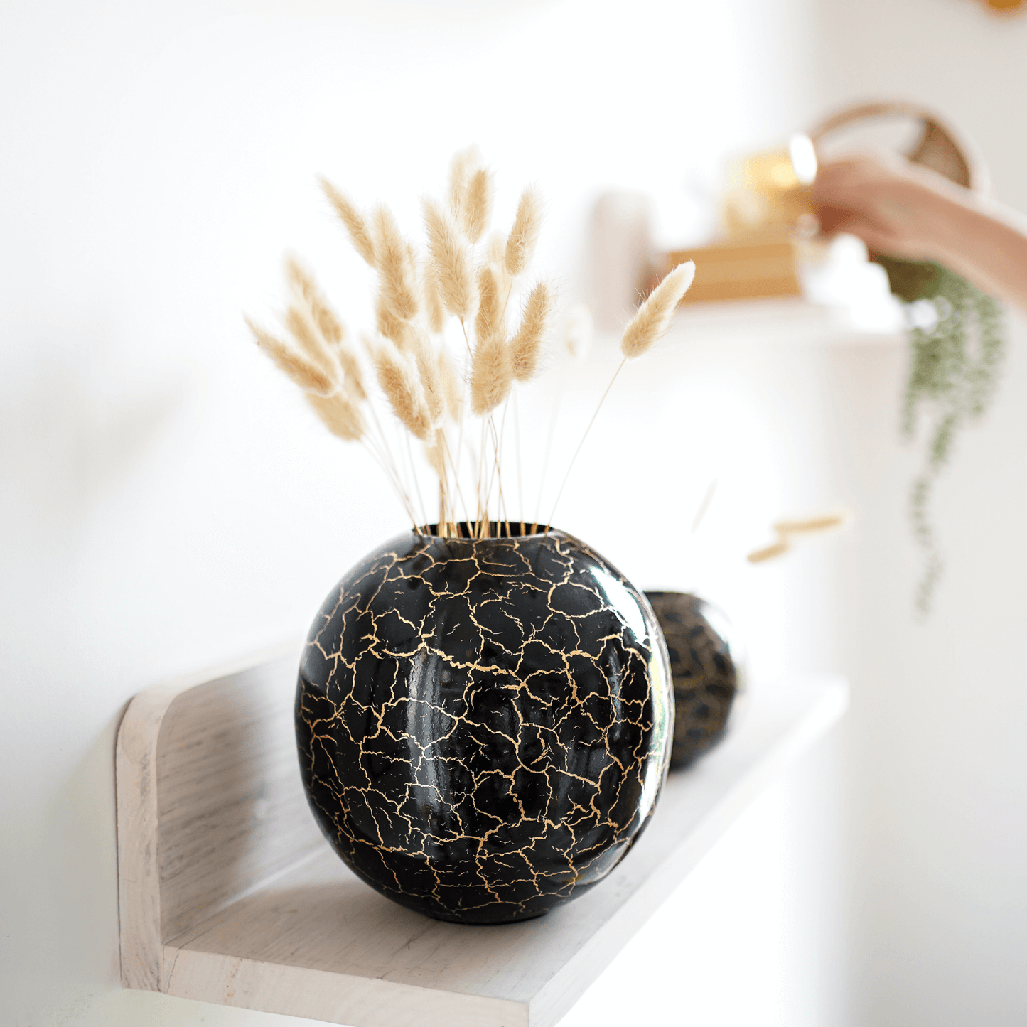 Metal Ball Flower Vase, Black - 4.1'' - Behoma