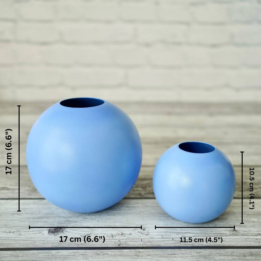 Metal Ball Flower Vase, Blue - 4.1'' - Behoma