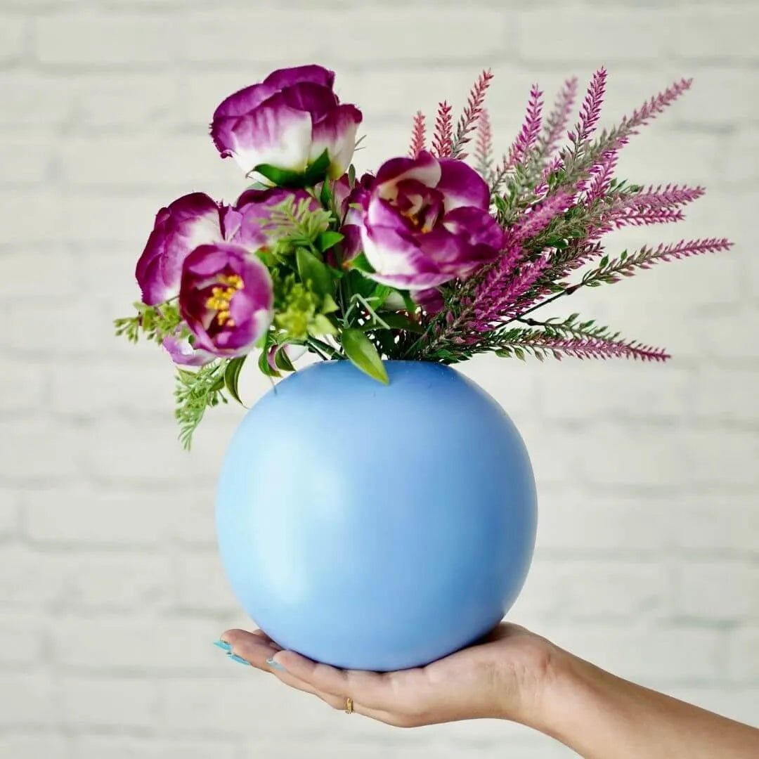 Metal Ball Flower Vase, Blue - 4.1'' - Behoma