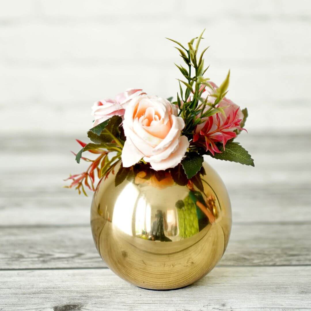 Metal Ball Flower Vase, Gold - Set - 6.6'' & 4.1'' - Behoma