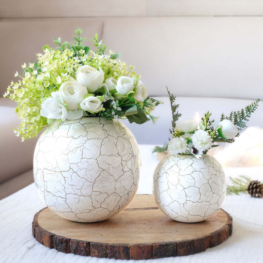 Metal Ball Flower Vase Set of 2 | White - Behoma