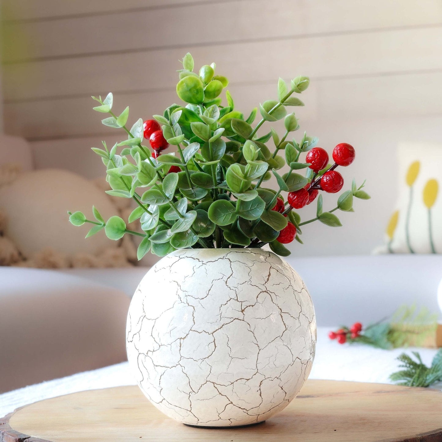 Metal Ball Flower Vase Set of 2 | White - Behoma