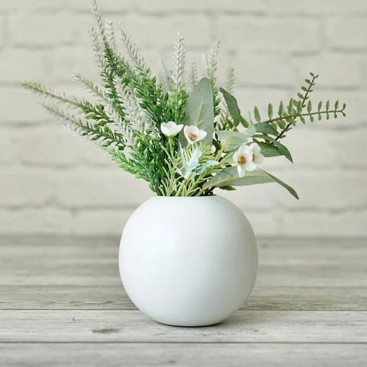 Metal Ball Flower Vase, White - 4.1'' - Behoma