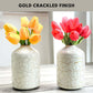 Metal Bottle Flower Vase, Off - white Crackled, Set of 2 - 6.2'' - Behoma